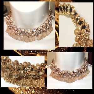 3-$15 Chunky Rose Gold Tassel BIB Collar Choker Necklace